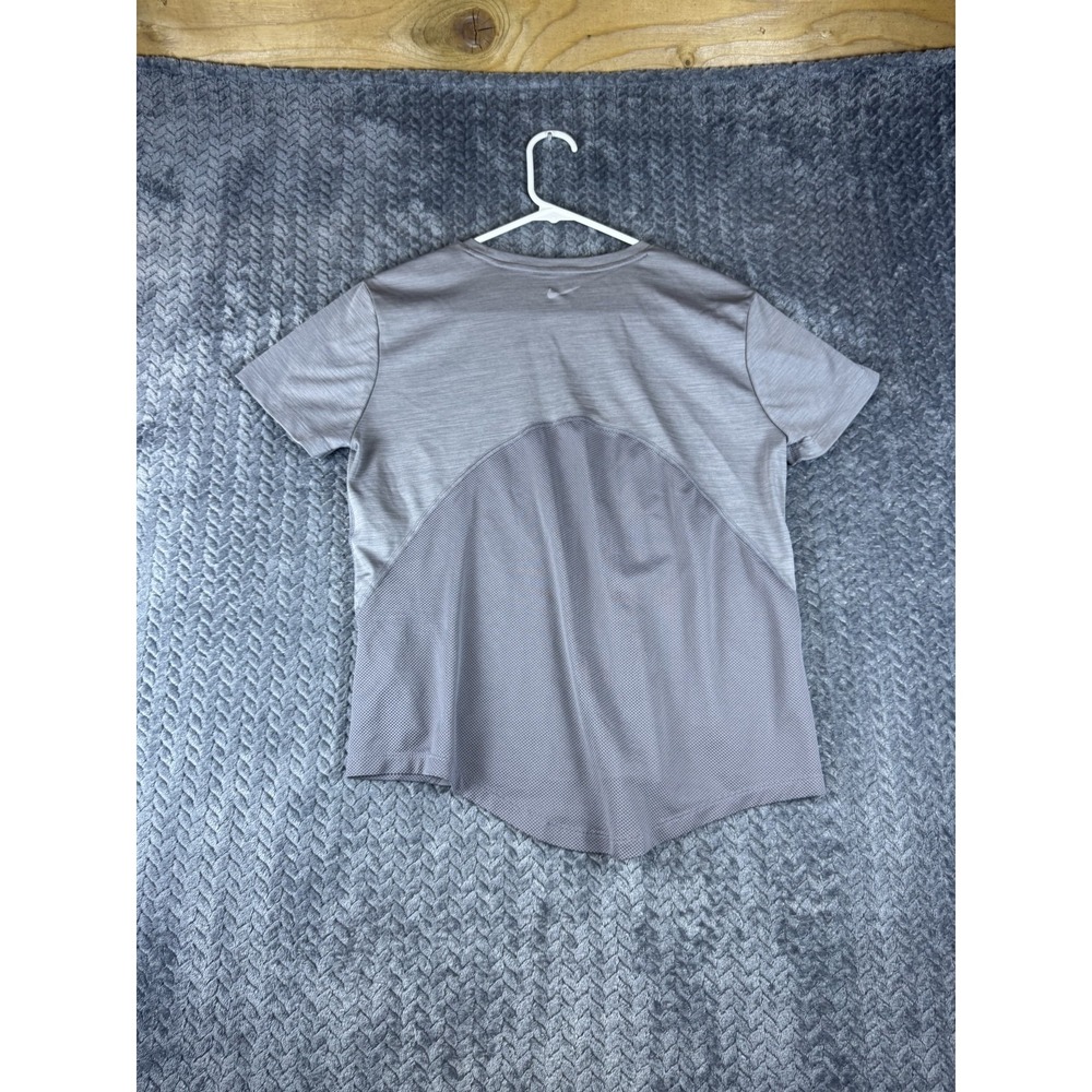 Nike Miler Dri Fit Running T Shirt Women Medium Gray Short Sleeve Back Air Panel - Picture 2 of 7